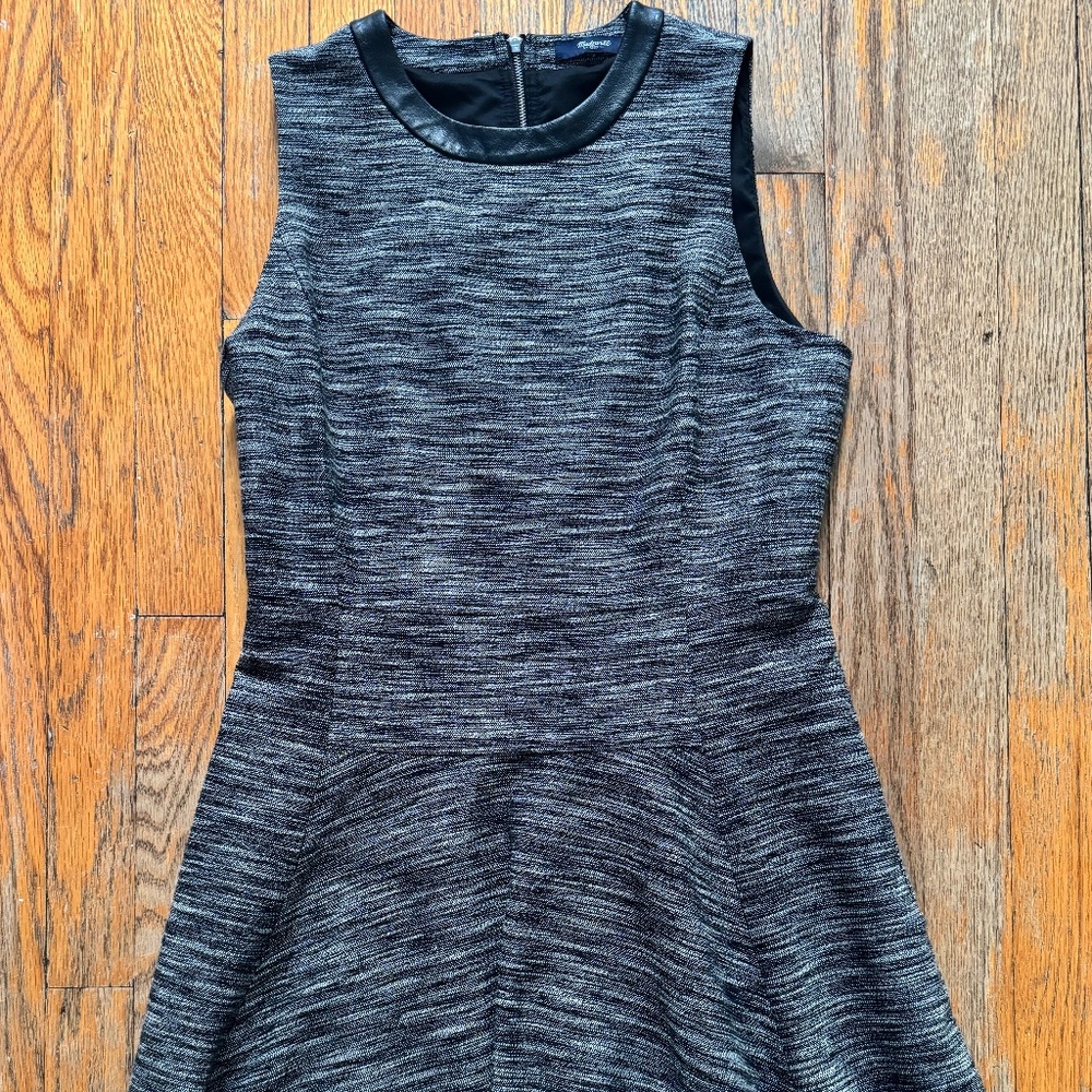Madewell gray sleeveless dress with leather neckline